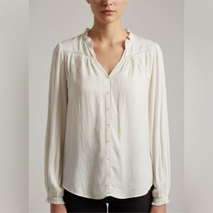 Cupcakes and Cashmere Long Sleeve Blouse Boho Peasant Ivory Size L